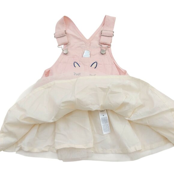 Oshkosh B'gosh Dress Baby 18 Months Pink Cream 100% Cotton Lined Tulle Unicorn - Picture 3 of 10